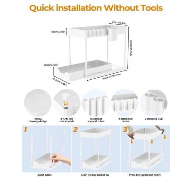 Under Sink Organizers and Storage Bathroom - 2 tiers - set of 2 - Picture 7 of 8